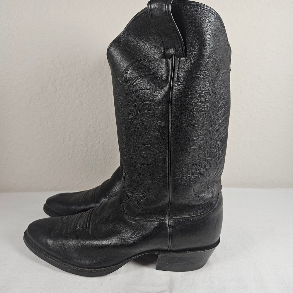 Justin 1524 Mens Black Leather Western Cowboy Boots Made in USA Size 10 D
